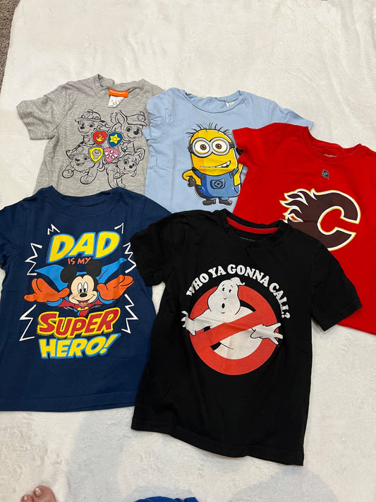 4T boys tshirt lot; paw patrol, Disney, flames, Kids 4/4T