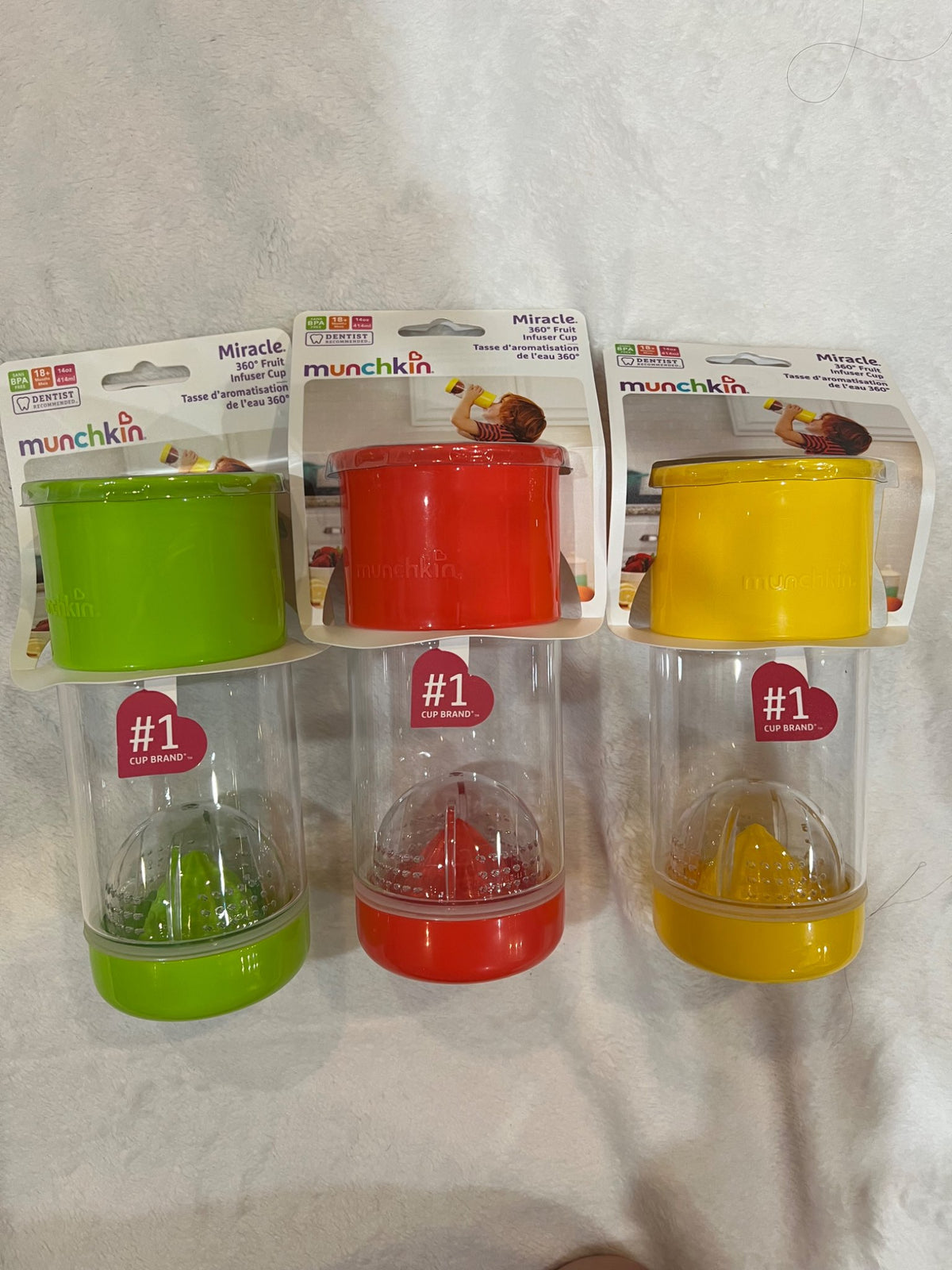 NEW 3- munchkin miracle 360 infuser cups- spill proof