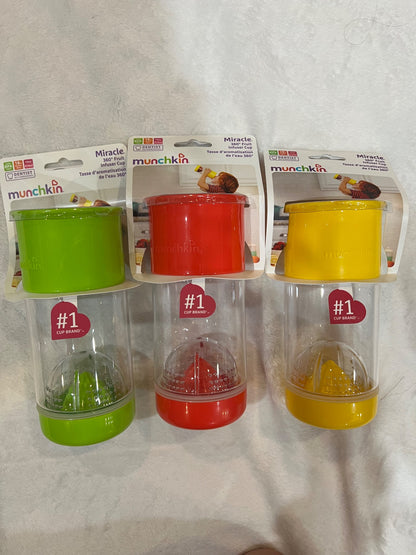 NEW 3- munchkin miracle 360 infuser cups- spill proof