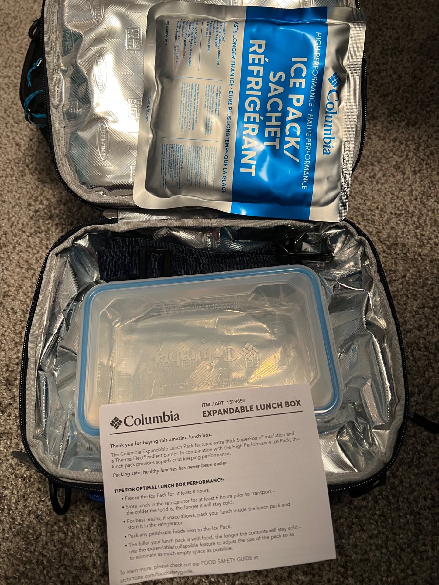 NEW Columbia expandable lunch box  - blue