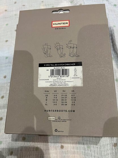 NEW hunter boot liner socks - black  large #2 (shoe size 1-3)