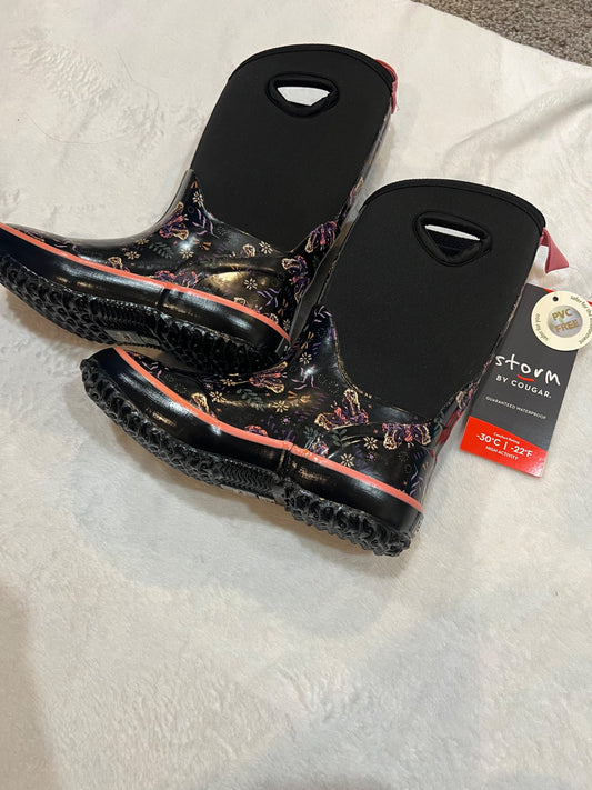NEW size 2 Cougar waterproof winter boots - black with butterflies  , Shoes 2 (Kids:4-8yr)