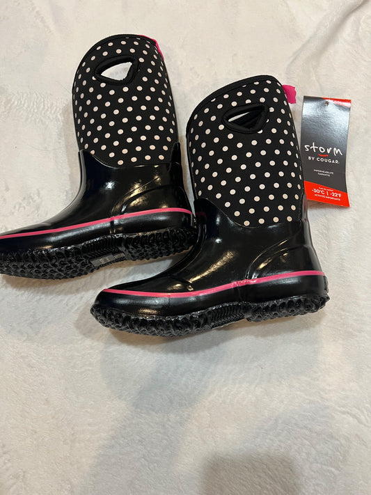 NEW- cougar winter waterproof boots - black with polkadot , Shoes 2 (Kids:4-8yr)