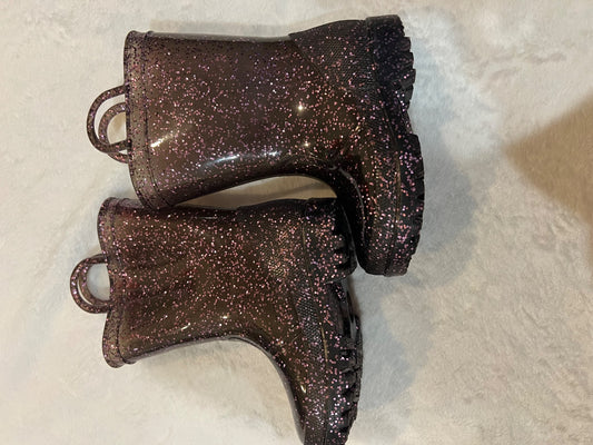 NWOT- size 6 rain boots- purple sparkles , Shoes 6 (Walkers:12-24 mth)