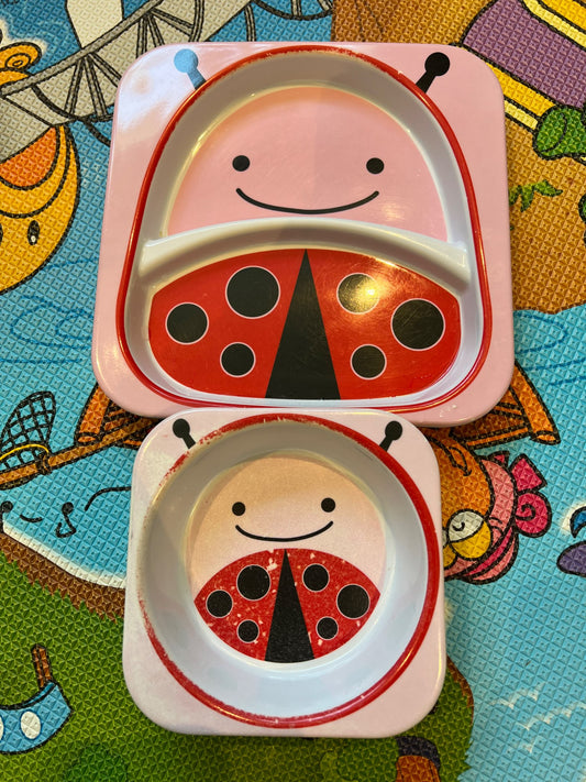 Skip hop lady bug plate and bowl set