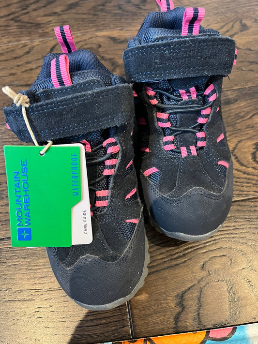NEW- size 10T - Mountain warehouse waterproof hiking boots- navy, Shoes 10 (Toddler:2-4yr)