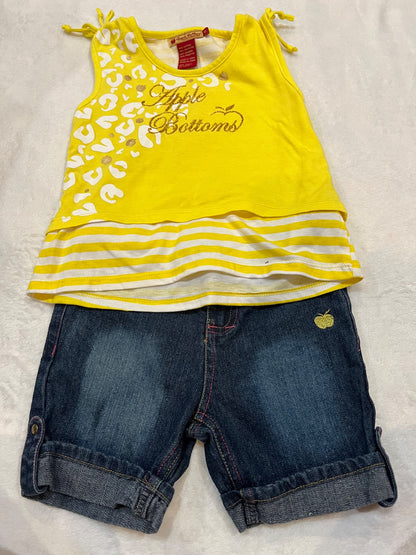 6- Apple bottoms design outfit - yellow & blue- EUC, Kids 6/6X