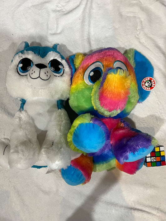 Large Stuff animals (2) - husky & elephant