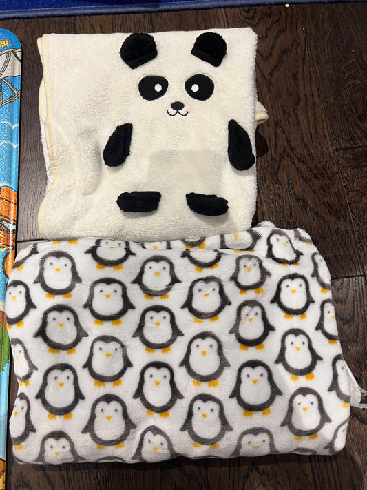 Toddler / baby blankets - panda and penguin