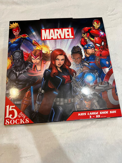 NEW- marvel sock calendar- 15 socks (shoe 3-10) #2