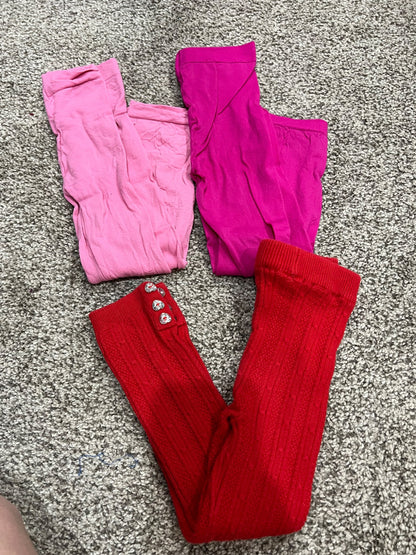 2-4T - 3 qty- no foot tights -  2 light tights, 1 heavier tight