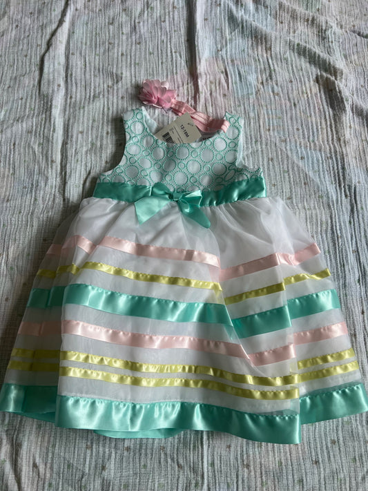 12-18 summer flower dress with headband , Kids 18 Month (12-18M)
