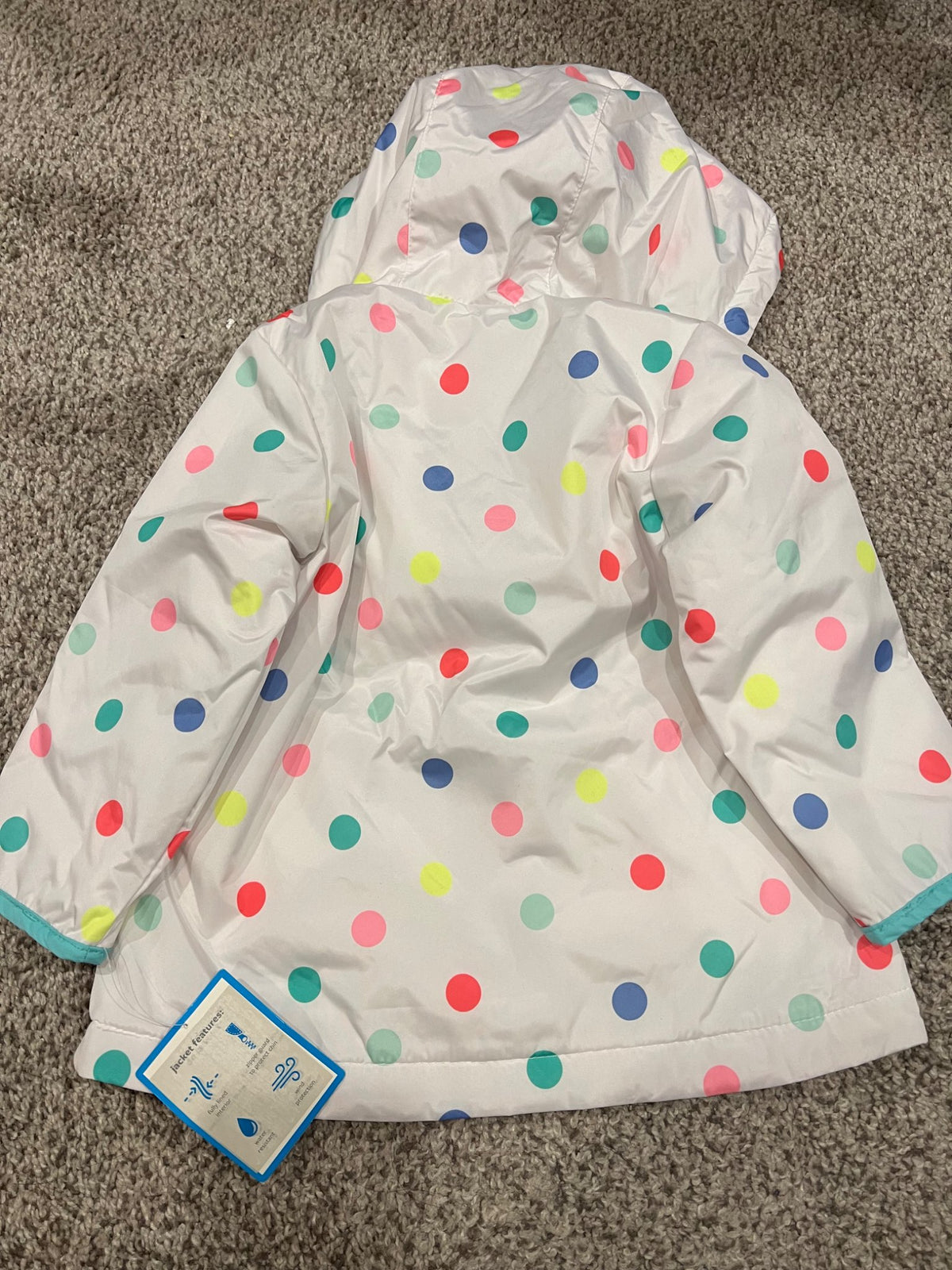 2T rain fleece lined jacket polka dots-NEW, Kids 2T