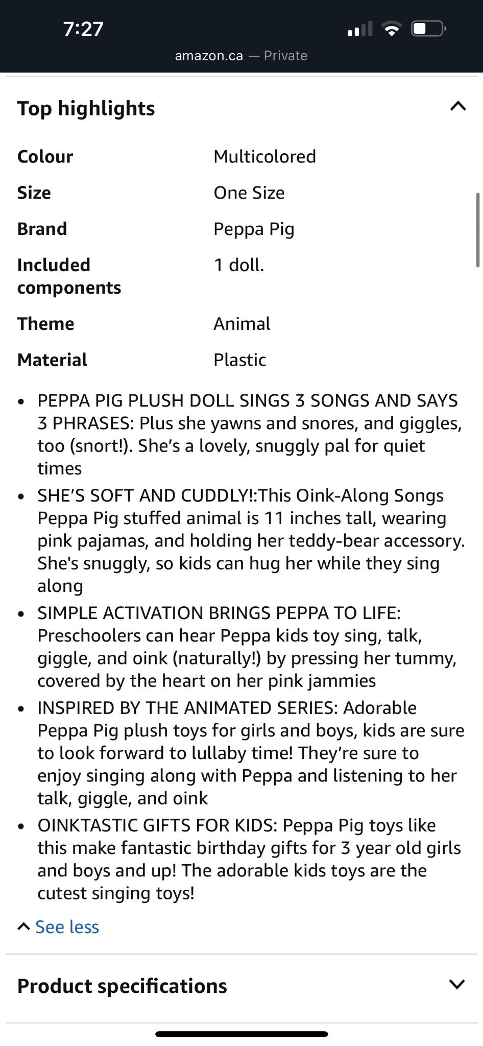2 Peppa pigs - 11 inch - oink along songs & bedtime lullaby stuff animals - eUC