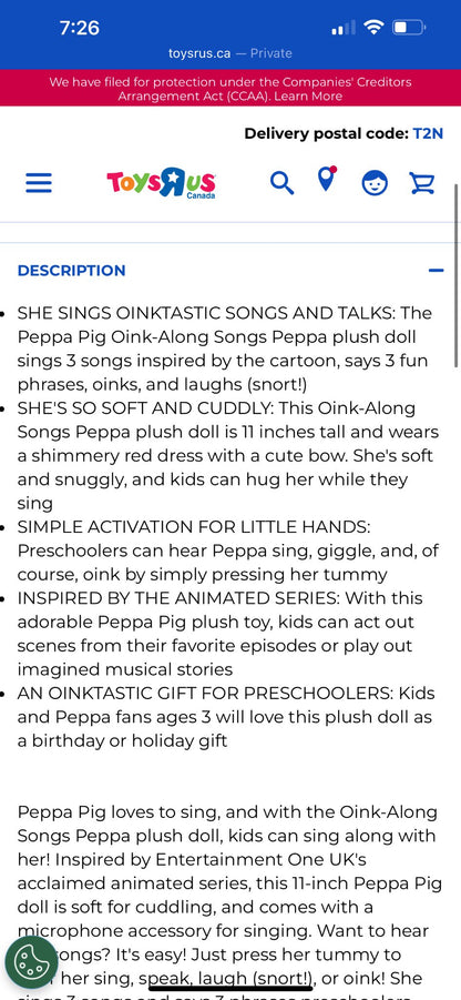 2 Peppa pigs - 11 inch - oink along songs & bedtime lullaby stuff animals - eUC
