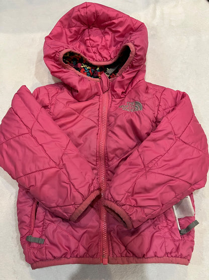 2T North face reversible light puff jacket - flowers and pink  , Kids 2T