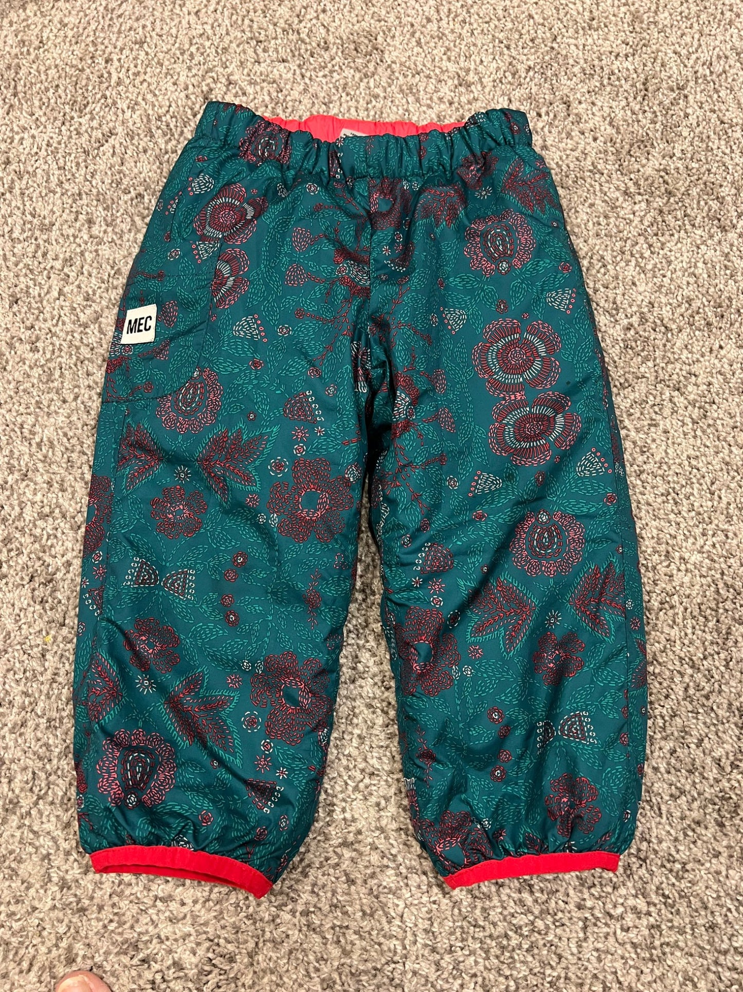 18 mth MEC reversible puff pants- dark green/ pink, Kids 18 Month (12-18M)