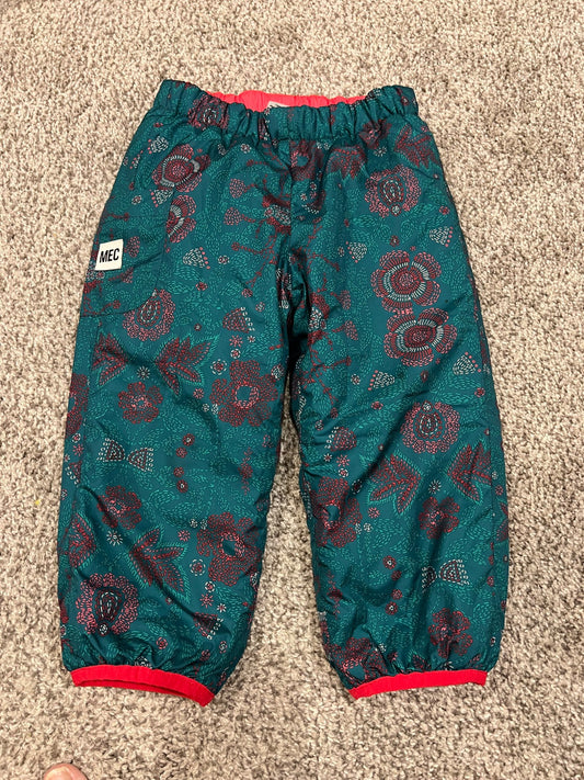 18 mth MEC reversible puff pants- dark green/ pink, Kids 18 Month (12-18M)