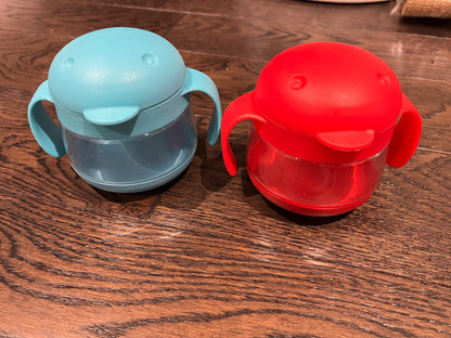 2 Ubbi tweat snack containers - red/blue
