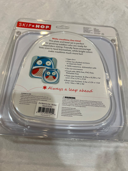 NEW skip hop monkey bowl and plate set