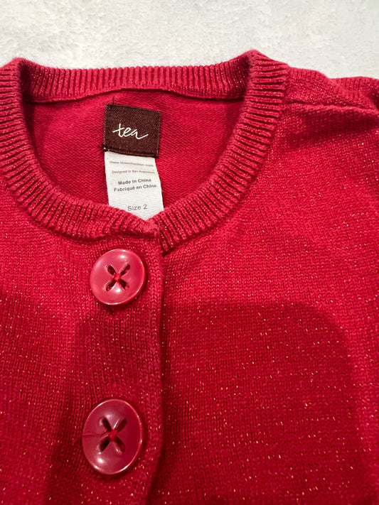 2T tea sparkle red cardigan , Kids 2T
