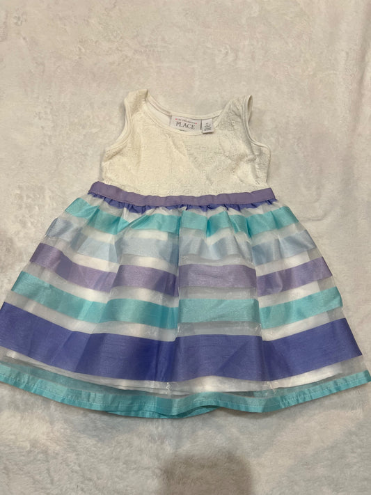 2T children place dress- white  with stripes -EUC, Kids 2T