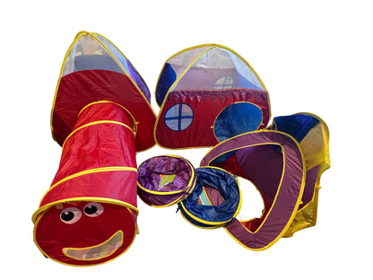 Indoor/outdoor 7 piece tunnel & tent play collapsible system