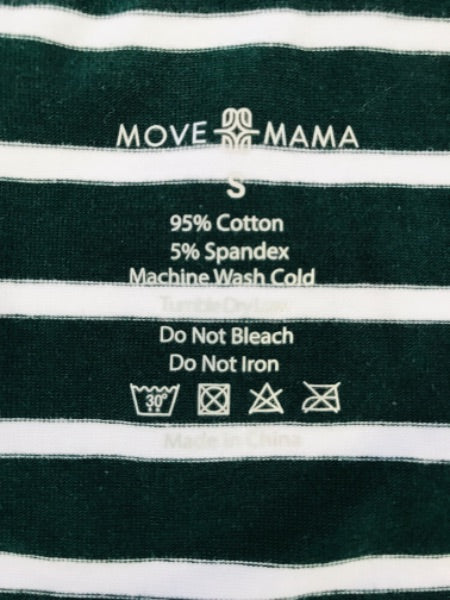 NWT Movemama Green Stripe Zip Nursing Tank Top, Maternity S (4-6)