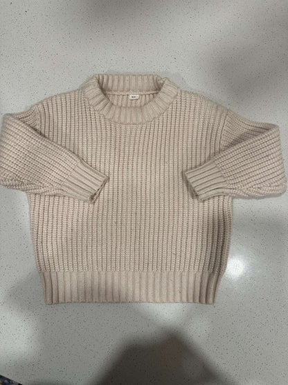 Neutral Newborn Knit Sweater SZ 6M, Kids 9 Month (6-9M)