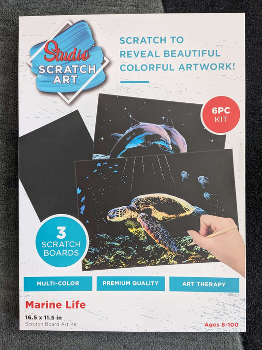 Brand New Drawing Bundle: Studio Scratch Art - Marine Life and LCD Tablet (PINK), NWT, MSRP $15