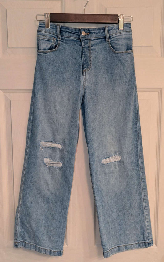 Wide legged distressed washed jeans, Kids 12 & 14 (large)