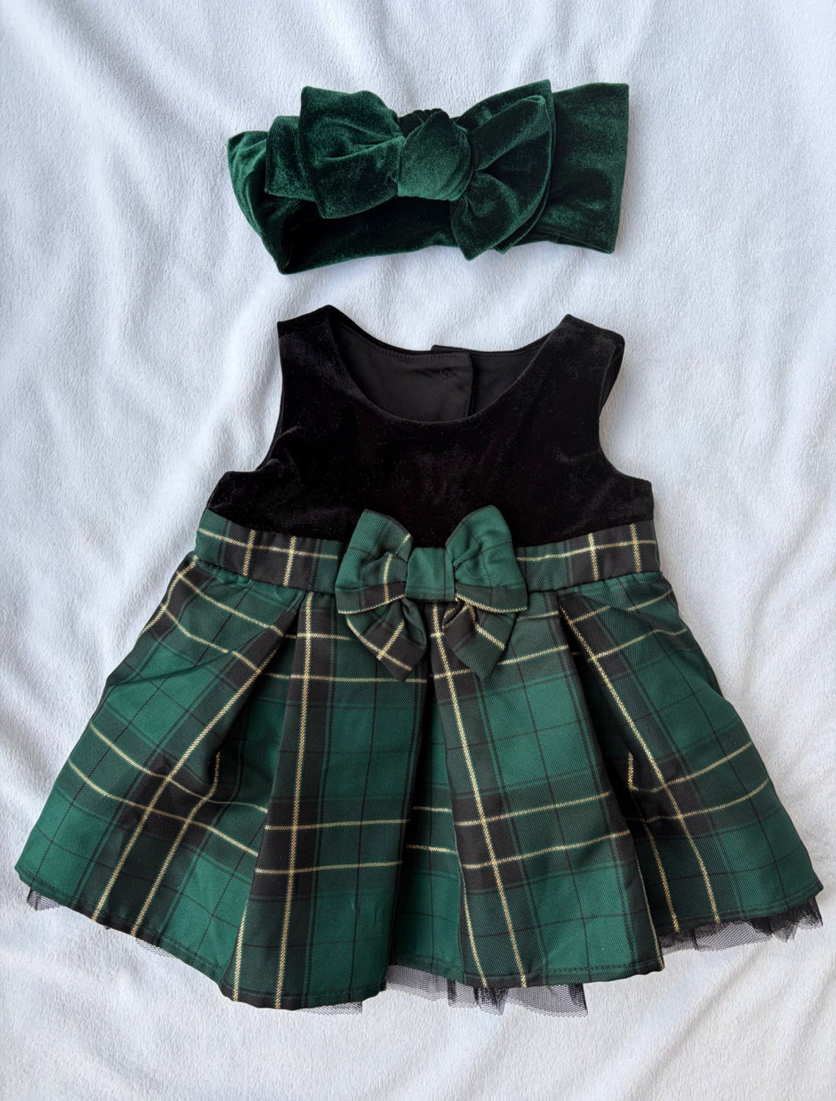 Tartan Dress and Headband Set, Kids 6 Month (3-6M)