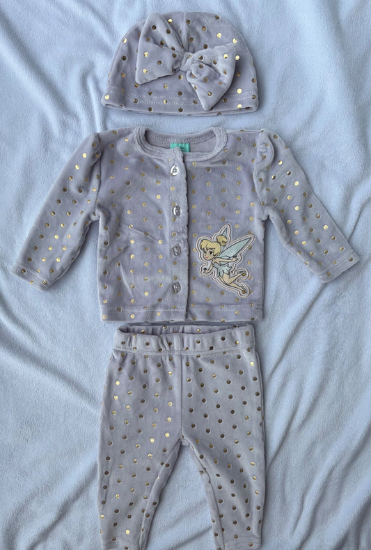 Velvet Three Piece Pants, Button Up Long Sleeve and Hat, Kids 3 Month (0-3M)
