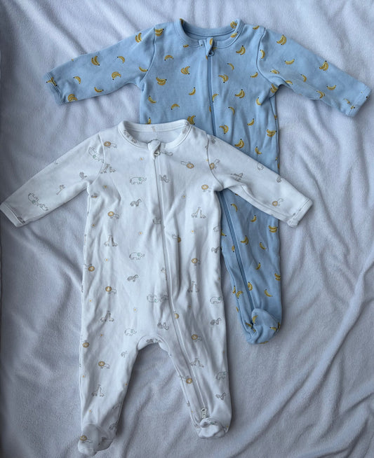 Set of Two Footed Sleepers, Kids 3 Month (0-3M)