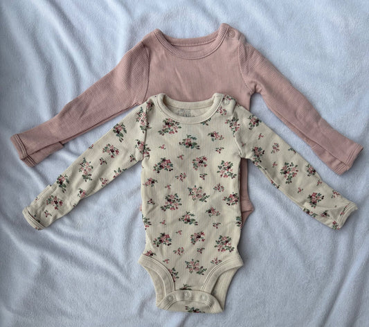 Set of Two Long Sleeve Onesies, Kids Newborn