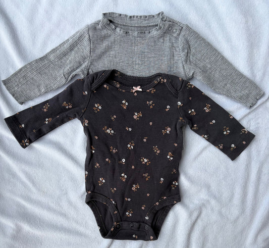 Set of Two Long Sleeve Onesies, Kids 3 Month (0-3M)