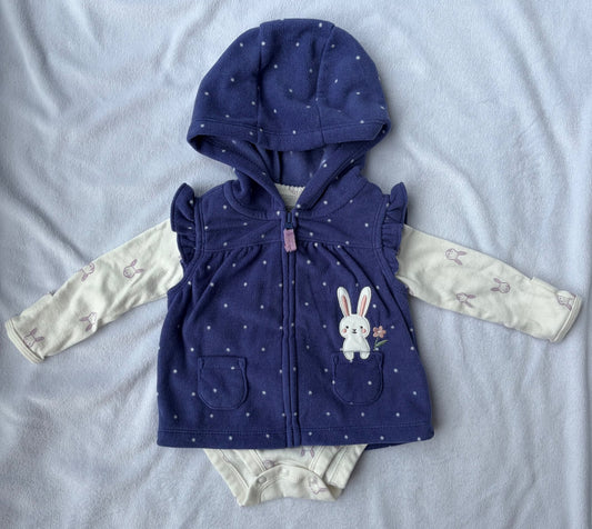 Spring Hooded Vest and Long Sleeve Onsie Set, Kids 3 Month (0-3M)