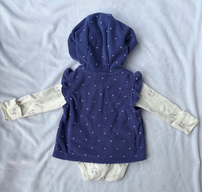 Spring Hooded Vest and Long Sleeve Onsie Set, Kids 3 Month (0-3M)