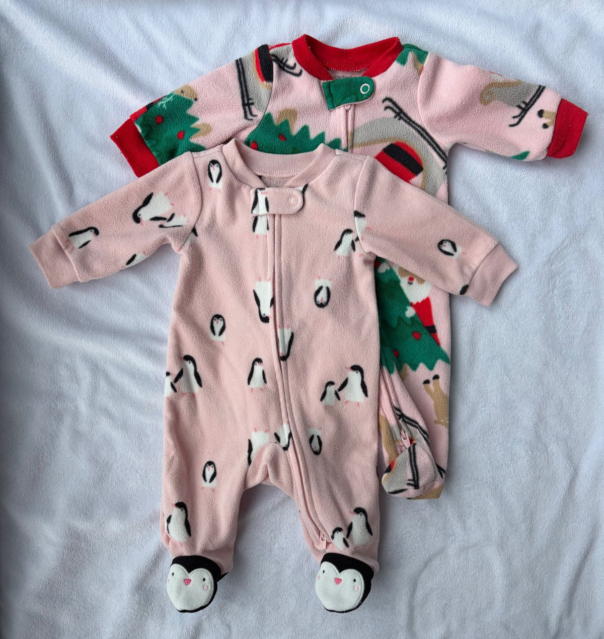 Set of Two Fleece Footed Sleepers, Kids Newborn
