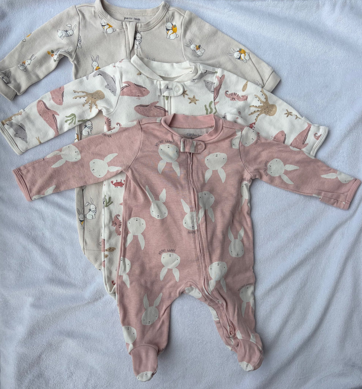 Set of Three Footed Sleepers, Kids 3 Month (0-3M)