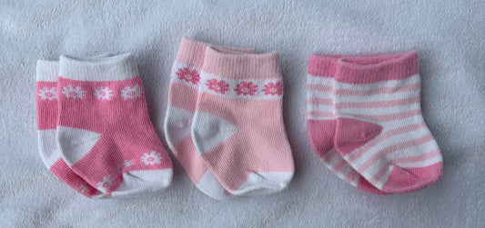 New! Three Pairs of Socks 0-6 months