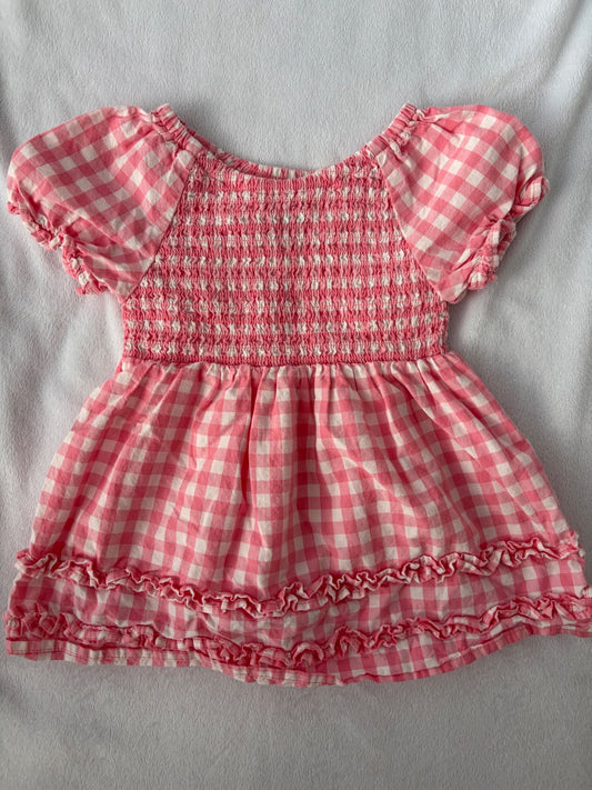Adorable Pink Checkered Dress, Kids 6 Month (3-6M)