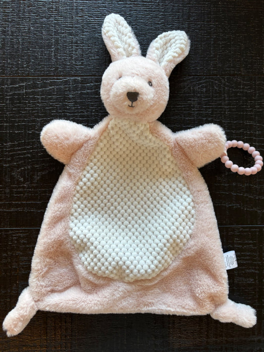 Jesse + Lulu Pink Plush Bunny and Attached Teether Ring