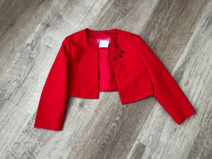 Cropped red girl's cardigan / cape, Kids 4/4T