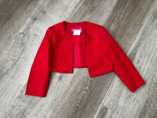 Cropped red girl's cardigan / cape, Kids 4/4T
