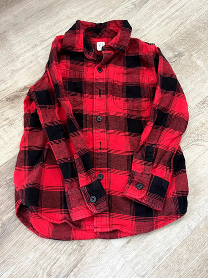 GAP Boys' Buffalo Plaid Flannel Shirt, Kids 6/6X (extra small)