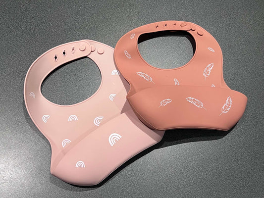Pink Silicone Bibs, PandaEar, 2 Pack