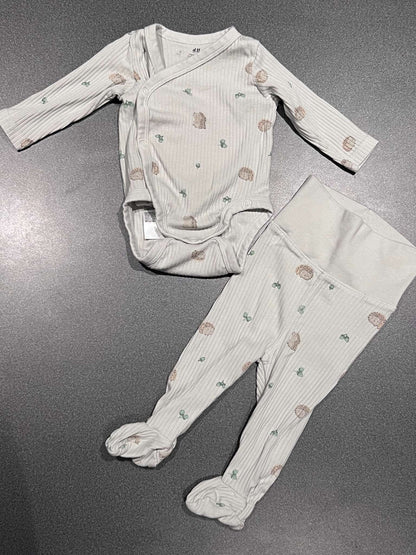 Organic Cotton Green Hedgehog Bodysuit & Pants Set, Kids Newborn