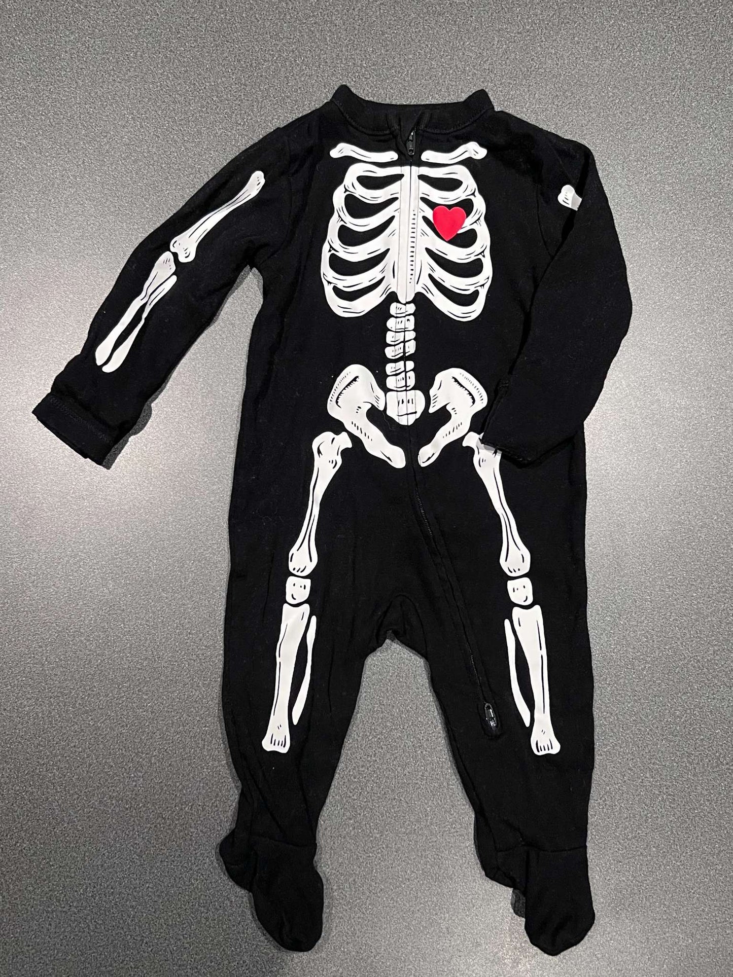 Black Skeleton Halloween Onesie, Kids 9 Month (6-9M)
