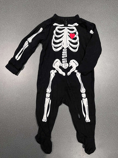 Black Skeleton Halloween Onesie, Kids 9 Month (6-9M)